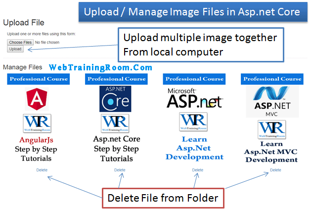 Retrieve and delete static files images in Asp.net Core