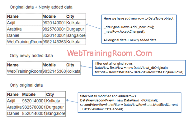 dataview example in adonet