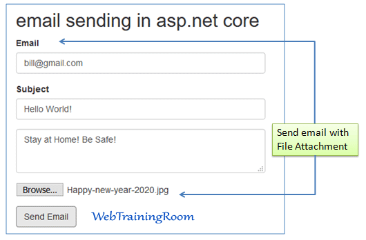 Email sending in Asp net Core: send email with attachment c#